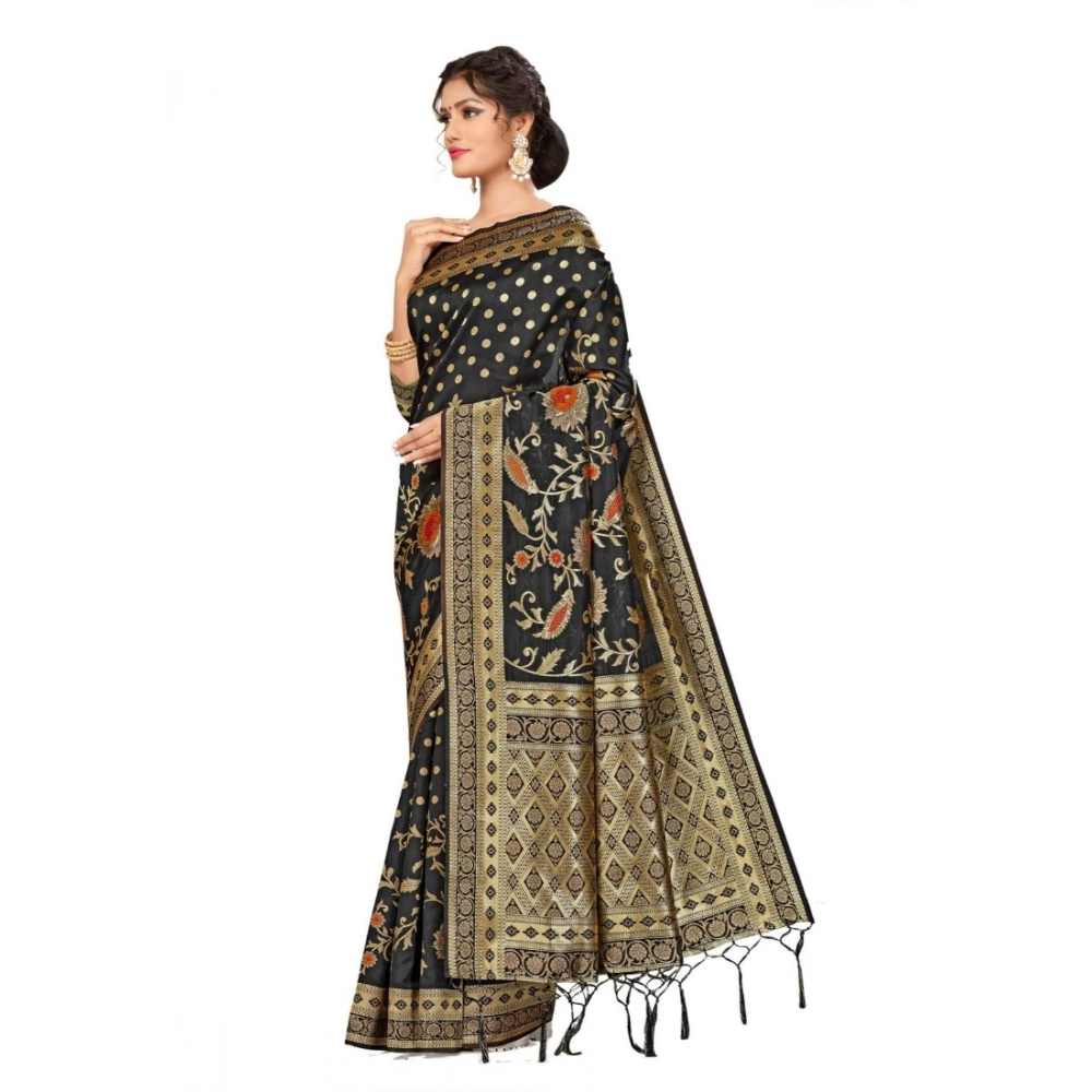 Women's Banarasi Silk Saree (Black, 5-6mtrs) - Image 2
