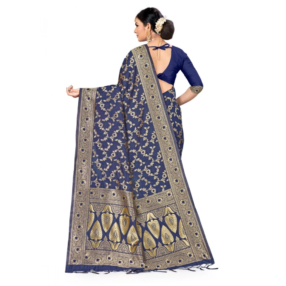 Women's Banarasi Silk Saree (Neavy blue, 5-6mtrs) - Image 3