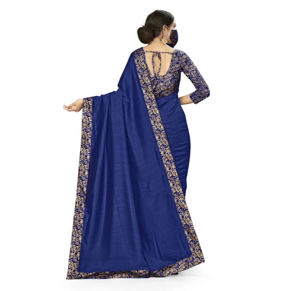 Women's Silk Blend Saree (Neavy blue, 5-6mtrs) - Image 3