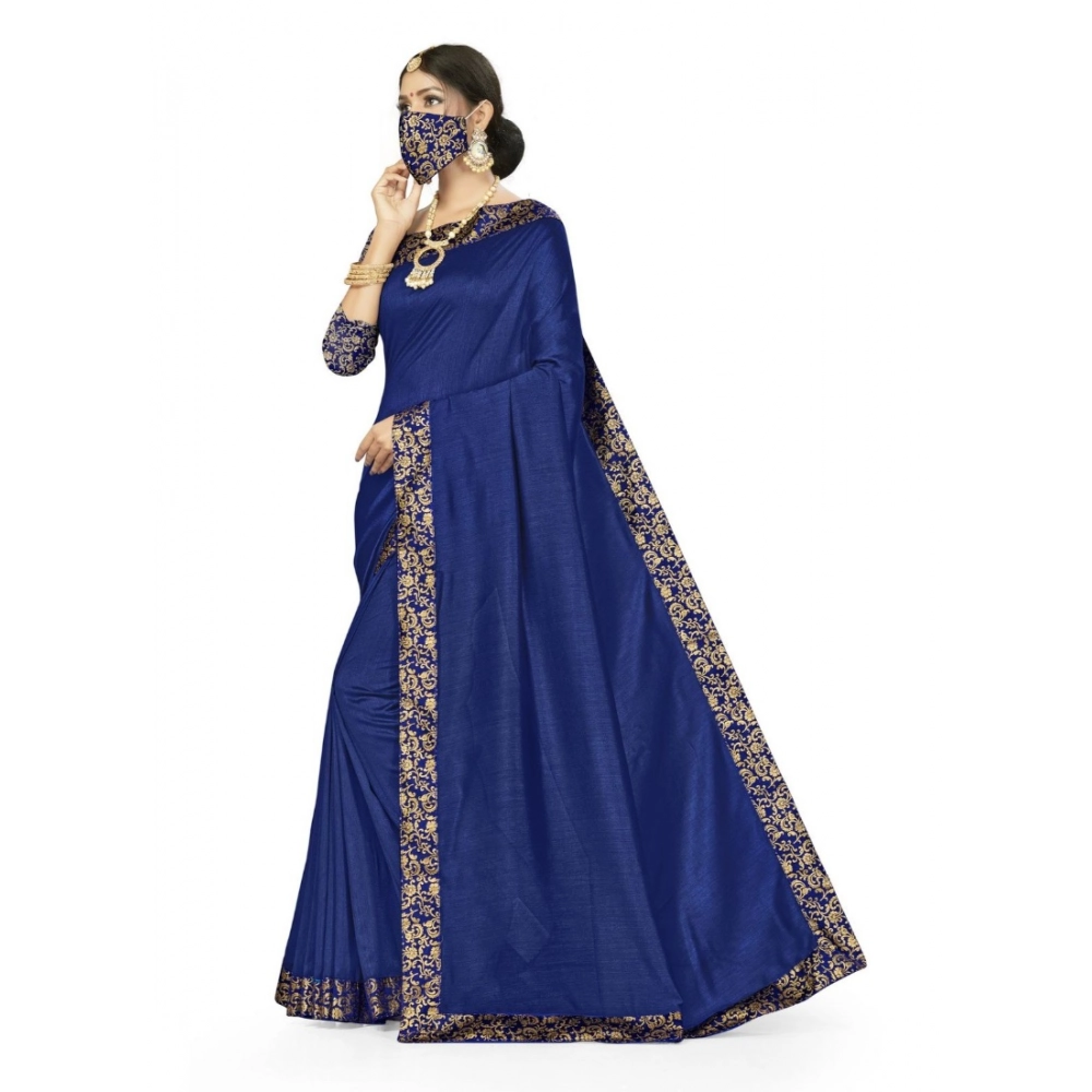 Women's Silk Blend Saree (Neavy blue, 5-6mtrs) - Image 2