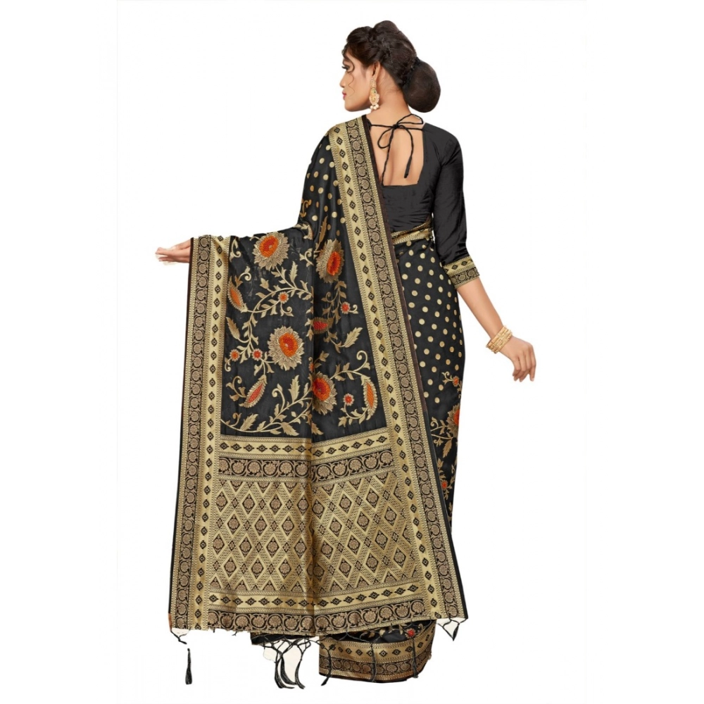 Women's Banarasi Silk Saree (Black, 5-6mtrs) - Image 3