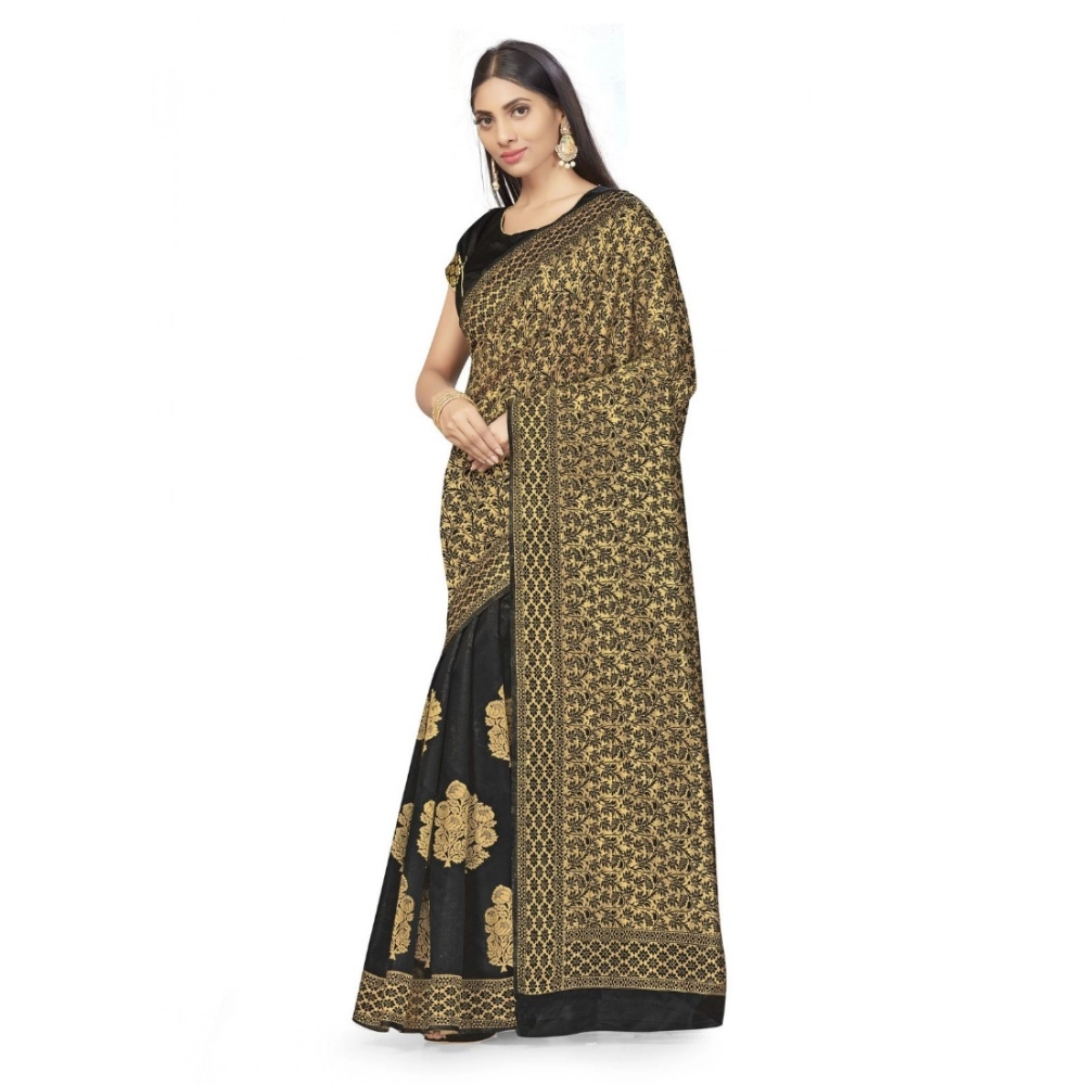 Women's Banarasi Silk Saree (Black,5-6 Mtrs) - Image 2