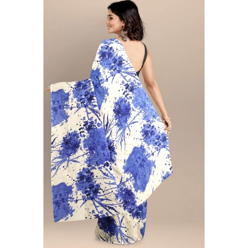 Women's Joya Silk Saree with Blouse (Blue, 5-6 Mtrs) - Image 4