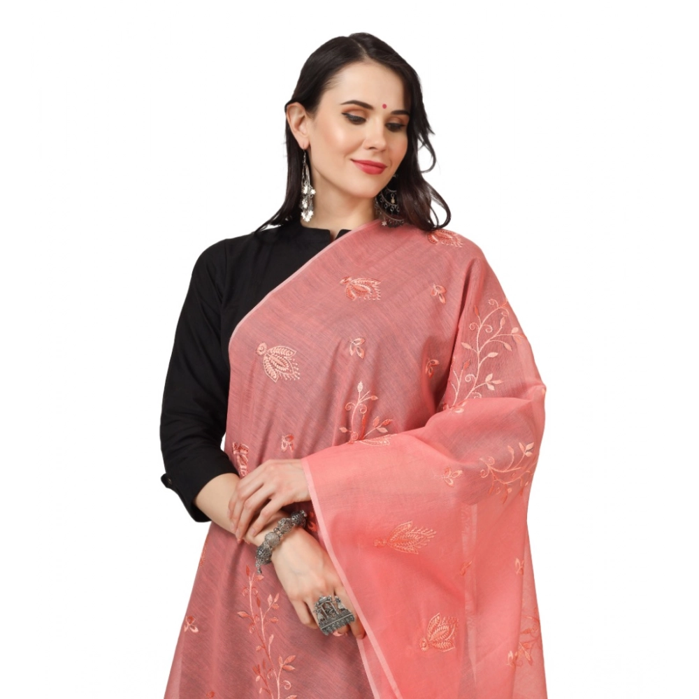 Women's Cotton Embroidered Dupatta (Peach, Length: 2.25 to 2.50 Mtr) - Image 3