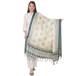 Women's Art Silk Printed Dupatta (Grey, Length: 2.25 to 2.50 Mtr)