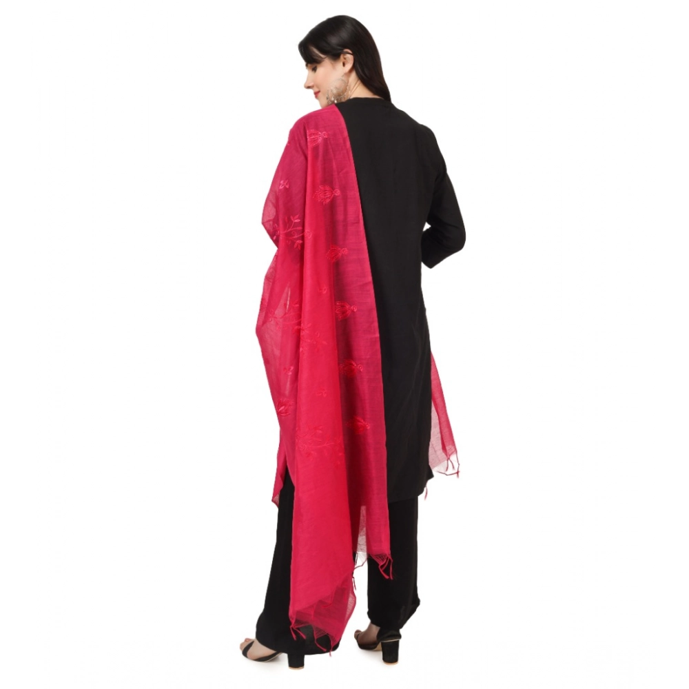 Women's Cotton Embroidered Dupatta (Maroon, Length: 2.25 to 2.50 Mtr) - Image 4
