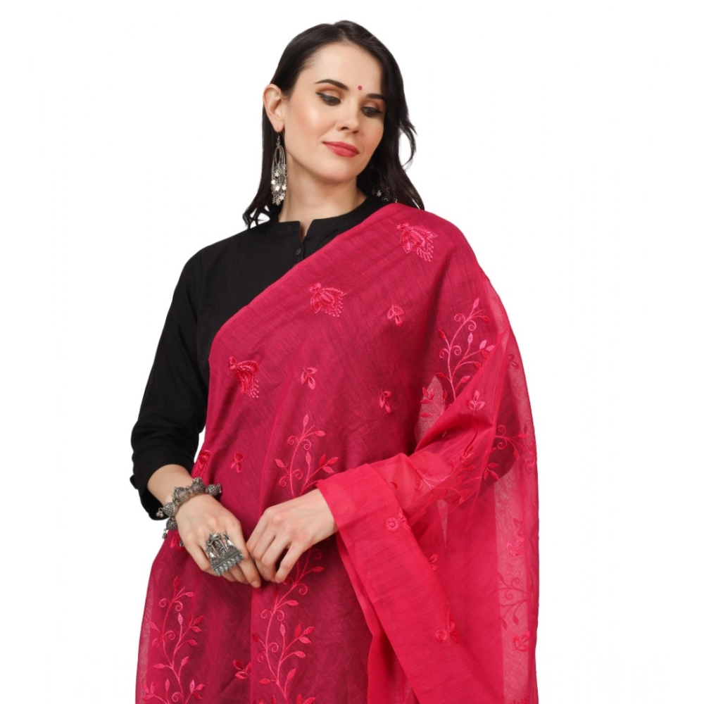 Women's Cotton Embroidered Dupatta (Maroon, Length: 2.25 to 2.50 Mtr) - Image 3