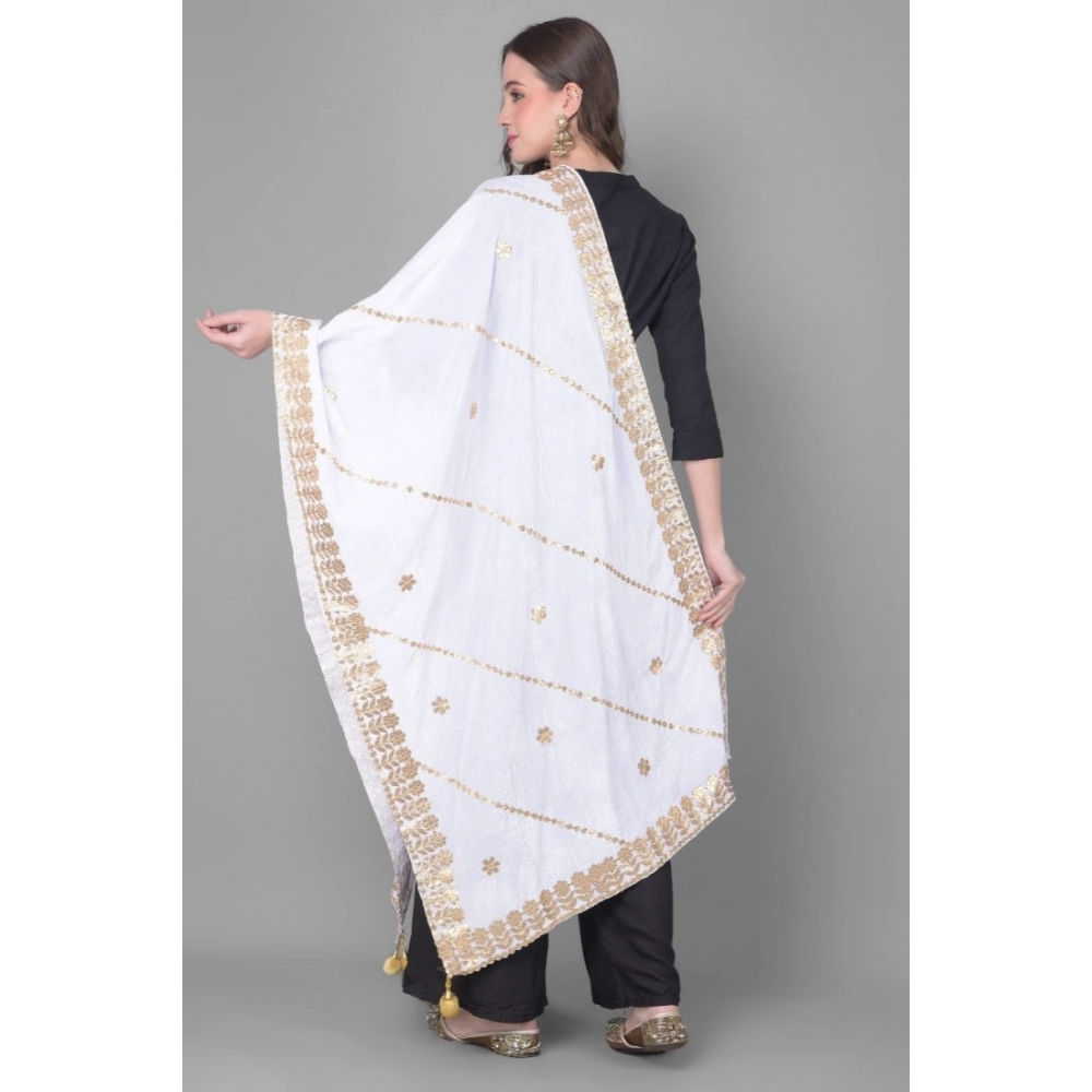 Women's Velvet Gotta Patti Dupatta (Off White, Length: 2.25 to 2.50 Mtr) - Image 2