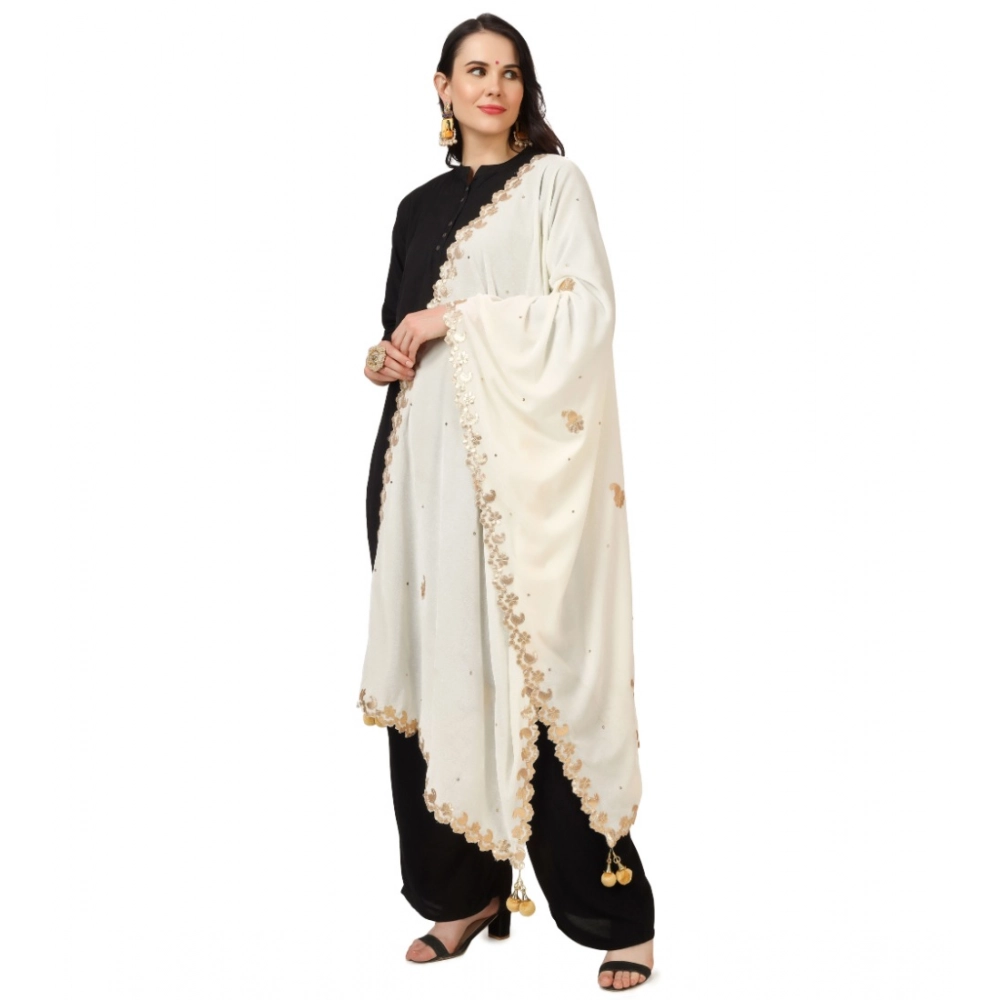 Women's Velvet Gotta Patti Dupatta (Off White, Length: 2.25 to 2.50 Mtr) - Image 2