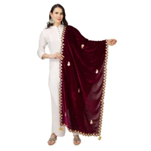 Women's Velvet Gotta Patti Dupatta (Purple, Length: 2.25 to 2.50 Mtr)