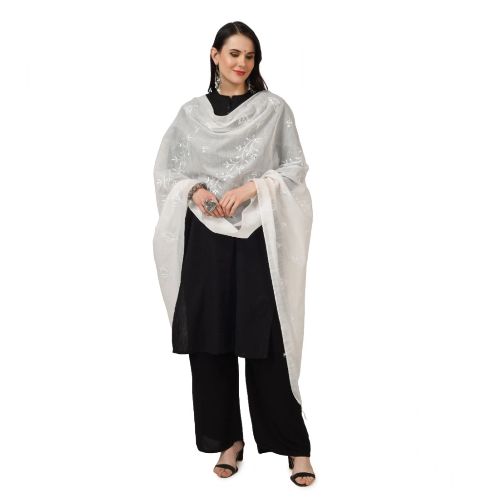 Women's Cotton Embroidered Dupatta (White, Length: 2.25 to 2.50 Mtr) - Image 5