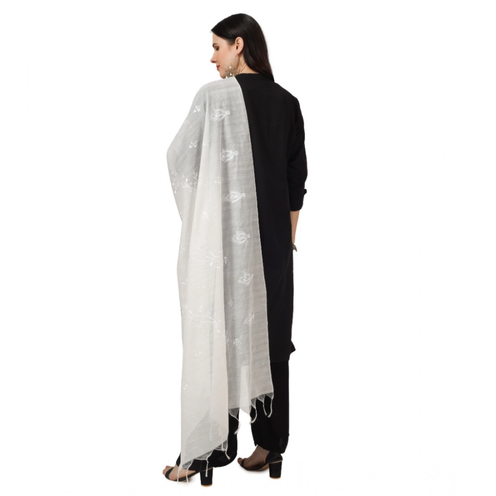 Women's Cotton Embroidered Dupatta (White, Length: 2.25 to 2.50 Mtr) - Image 4