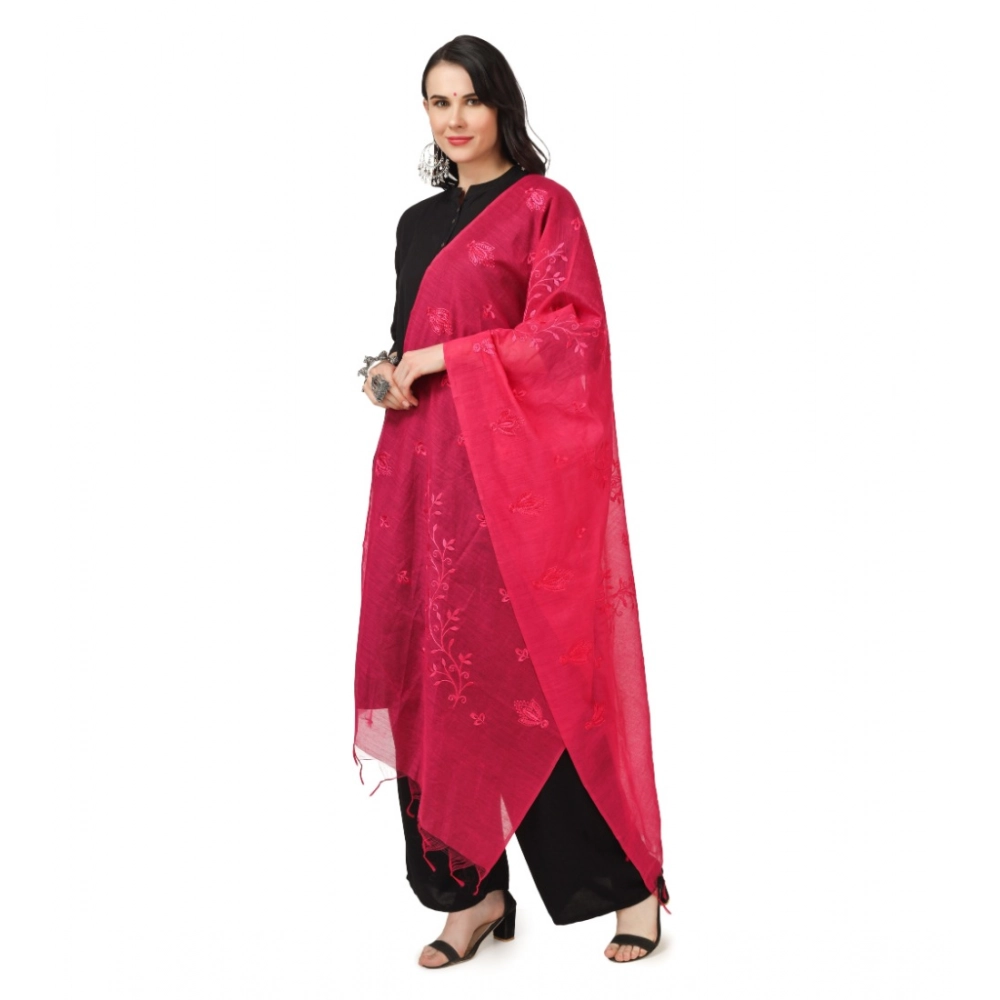 Women's Cotton Embroidered Dupatta (Maroon, Length: 2.25 to 2.50 Mtr) - Image 2