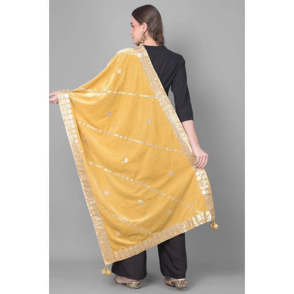 Women's Velvet Gotta Patti Dupatta (Gold, Length: 2.25 to 2.50 Mtr) - Image 2