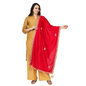 Women's Velvet Gotta Patti Dupatta (Pink, Length: 2.25 to 2.50 Mtr)