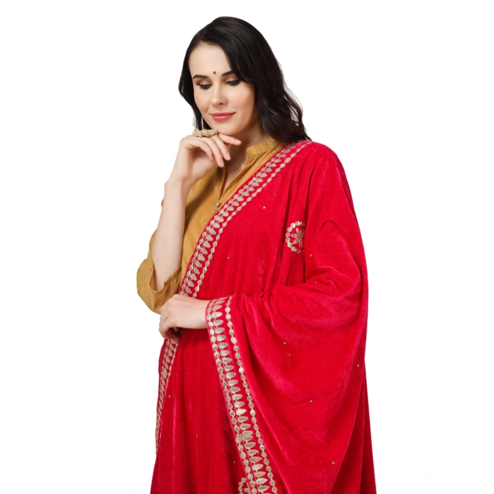 Women's Velvet Gotta Patti Dupatta (Pink, Length: 2.25 to 2.50 Mtr) - Image 3