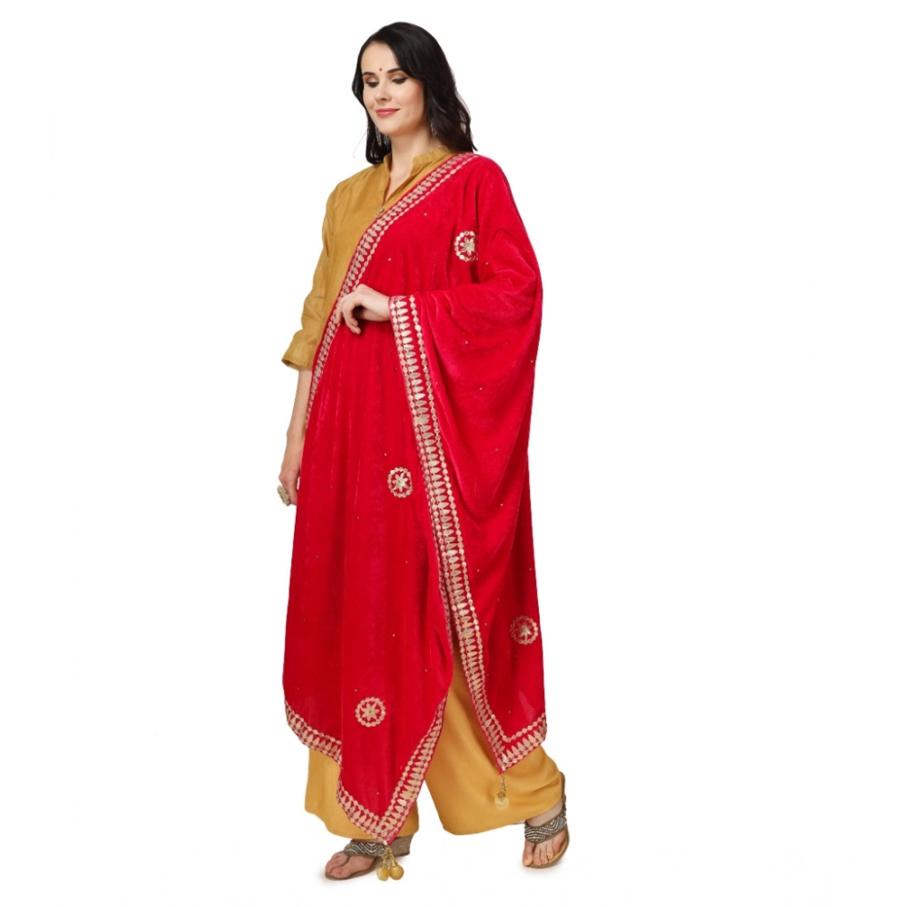 Women's Velvet Gotta Patti Dupatta (Pink, Length: 2.25 to 2.50 Mtr) - Image 2