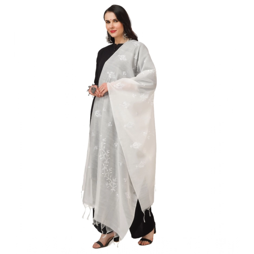 Women's Cotton Embroidered Dupatta (White, Length: 2.25 to 2.50 Mtr) - Image 2