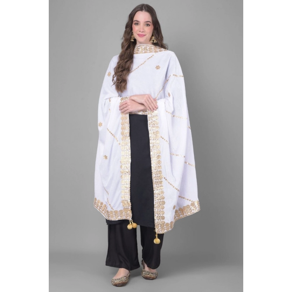 Women's Velvet Gotta Patti Dupatta (Off White, Length: 2.25 to 2.50 Mtr) - Image 4