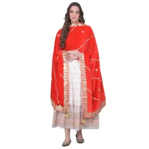 Women's Velvet Gotta Patti Dupatta (Red, Length: 2.25 to 2.50 Mtr)