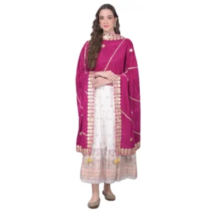 Women's Velvet Gotta Patti Dupatta (Purple, Length: 2.25 to 2.50 Mtr)