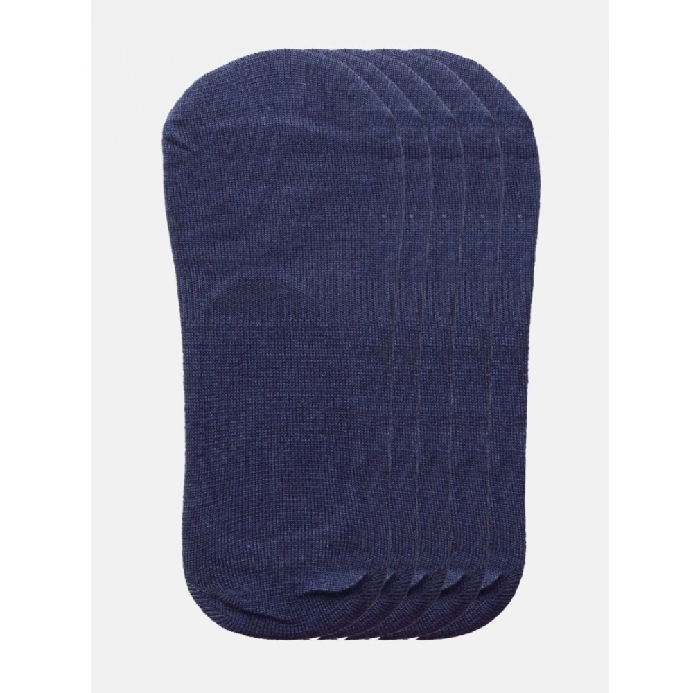 5 Pairs Unisex Casual Cotton Blended Solid No-show Socks (Navy) - Image 2