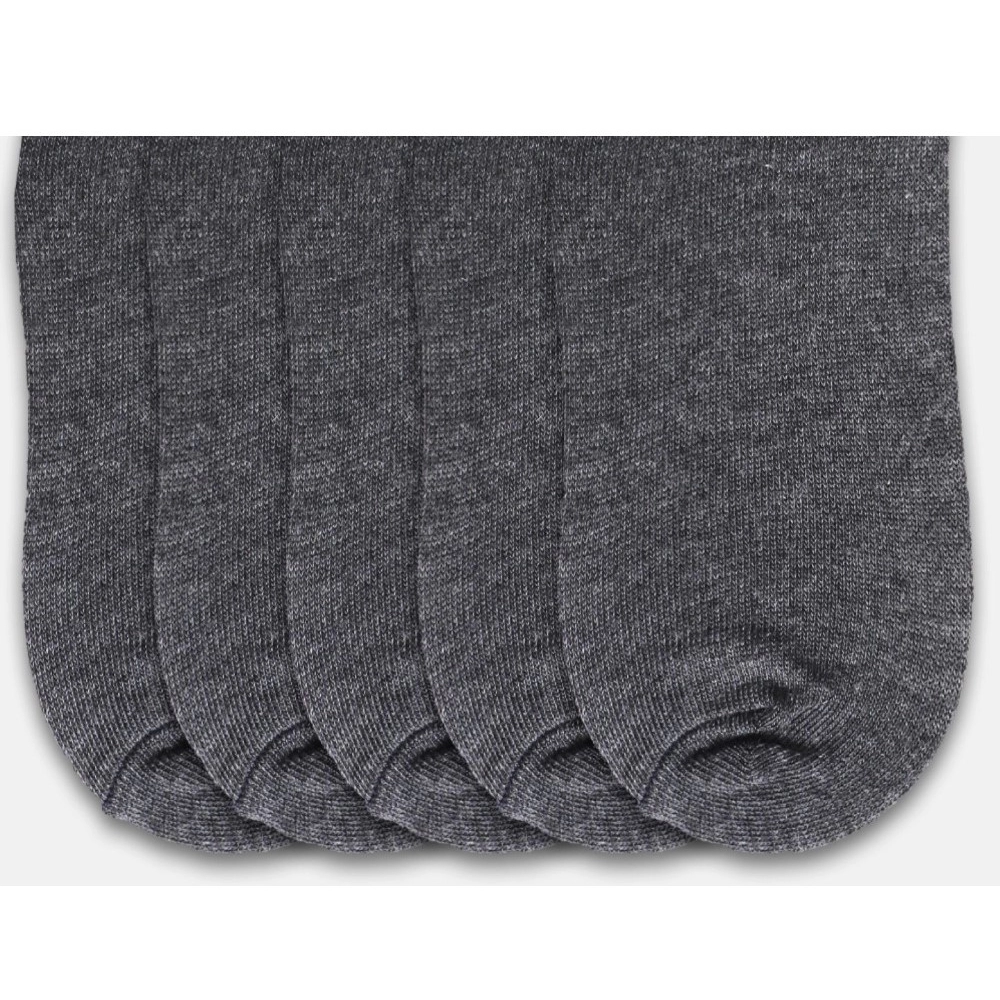 5 Pairs Unisex Casual Cotton Blended Solid Ankle length Socks (Dark Grey) - Image 3