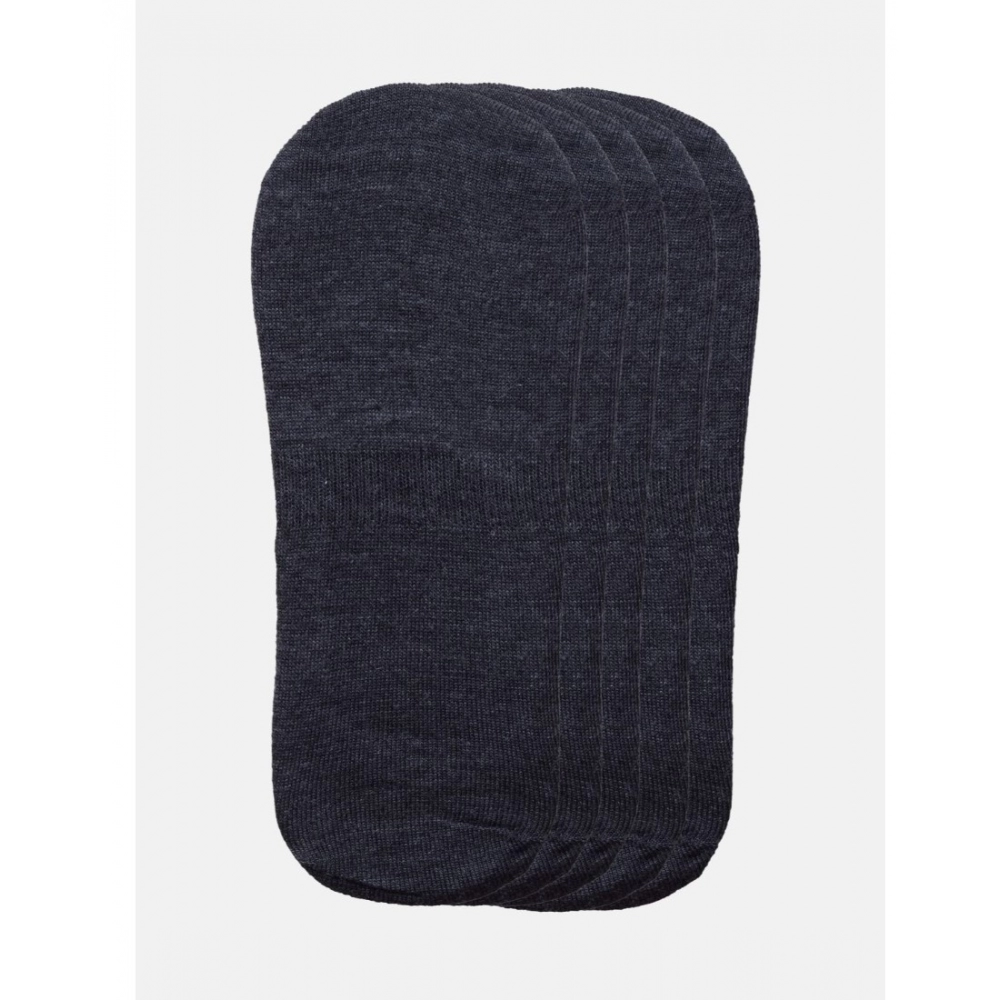 5 Pairs Unisex Casual Cotton Blended Solid No-show Socks (Dark Grey) - Image 2