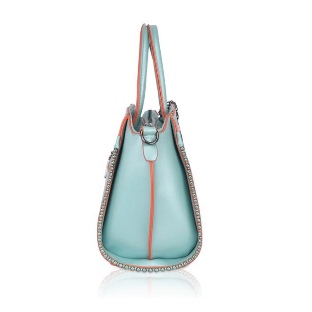 Women's Faux Leather Metal Beads Handbag (Green) - Image 3