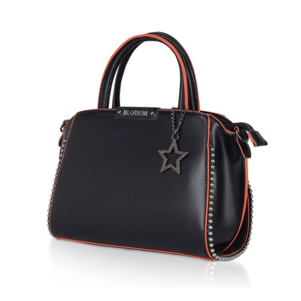 Women's Faux Leather Metal Beads Handbag (Black) - Image 2