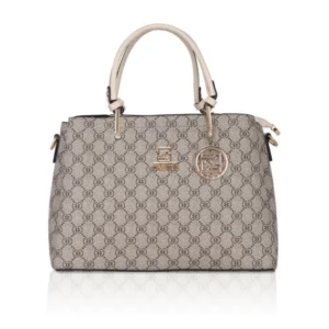 Women's Faux Leather Printed Handbag (Beige)