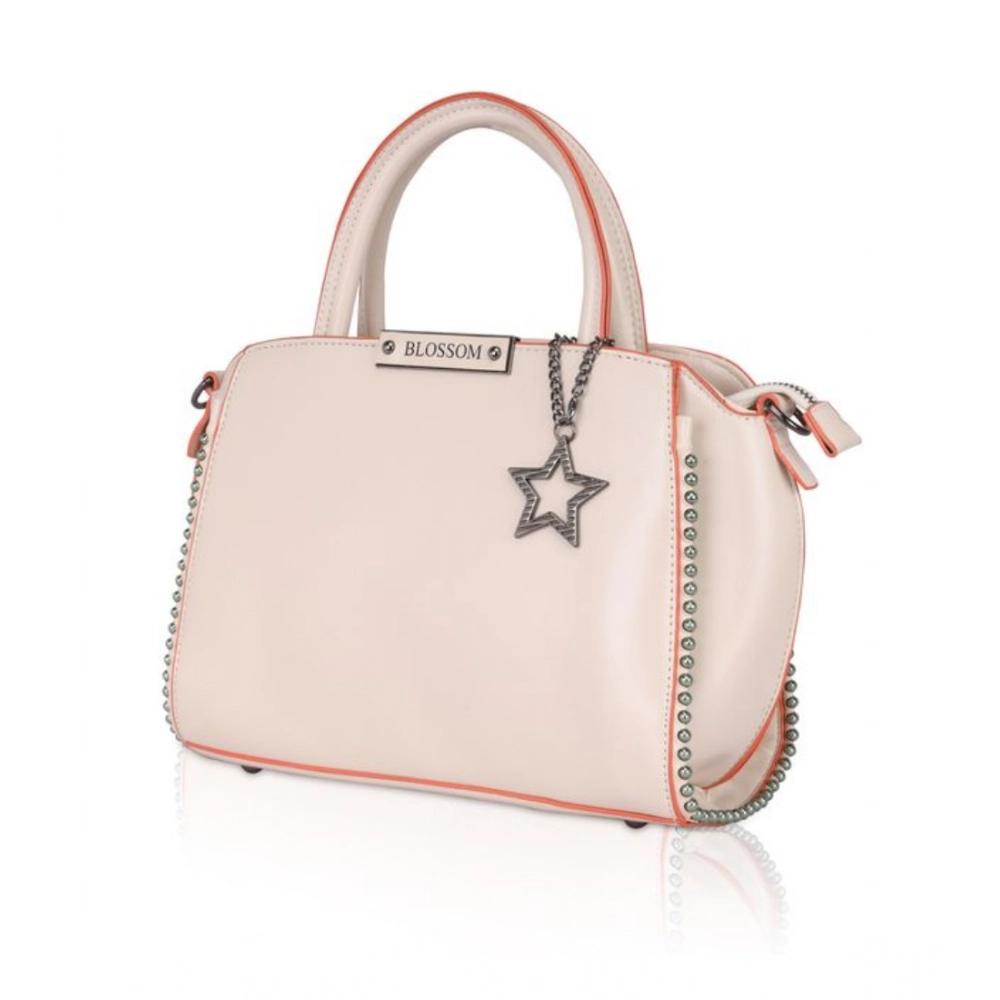 Women's Faux Leather Metal Beads Handbag (Pink) - Image 2