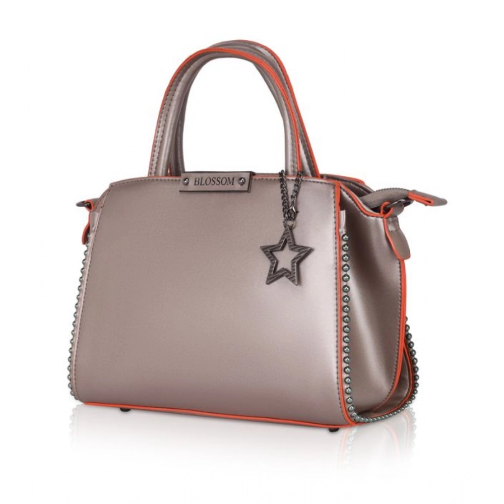 Women's Faux Leather Metal Beads Handbag (Bronze) - Image 2