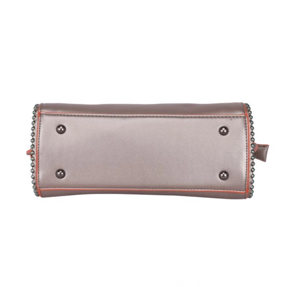 Women's Faux Leather Metal Beads Handbag (Bronze) - Image 5