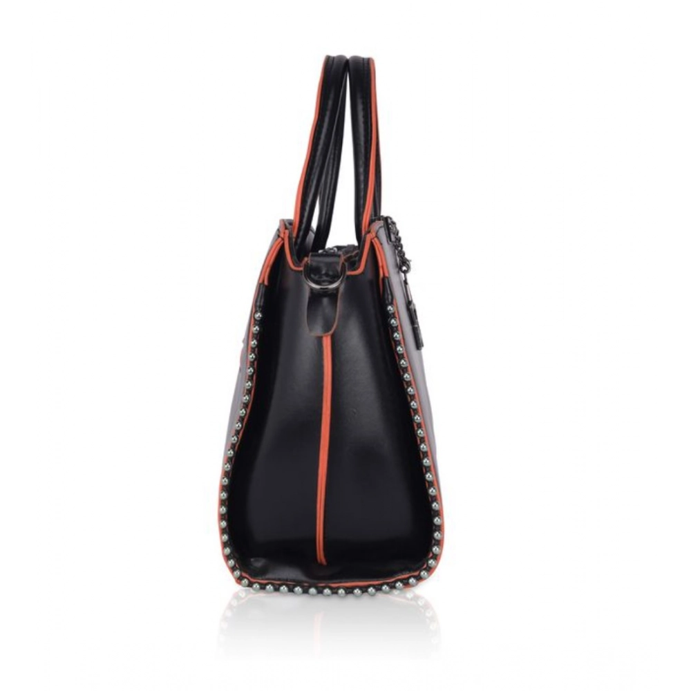 Women's Faux Leather Metal Beads Handbag (Black) - Image 3