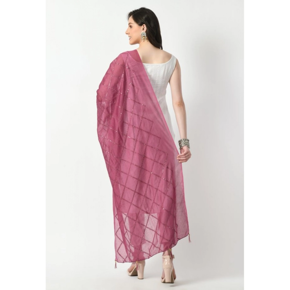 Women's Chanderi Self Design Dupatta (Levender, Length: Free Size) - Image 2