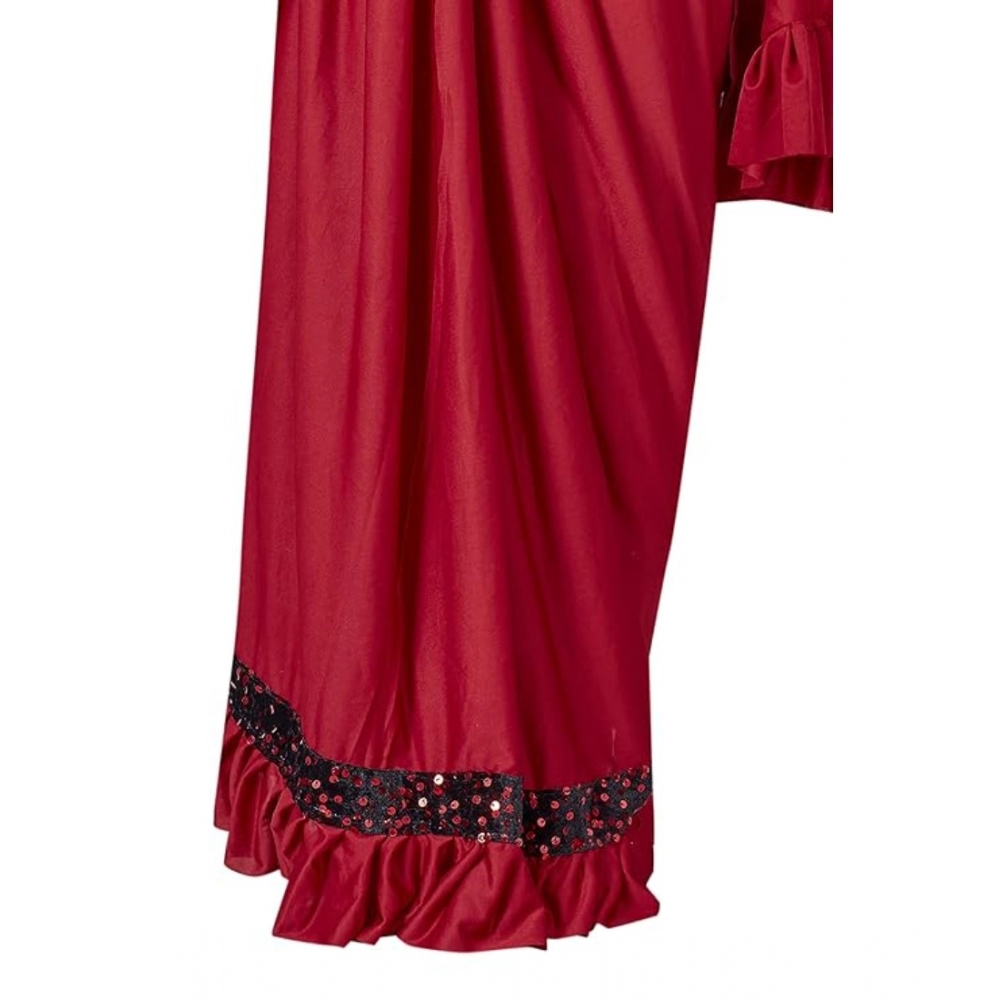 Women's Lycra Solid Saree With Unstitched Blouse (Red, 5.5 Mtr) - Image 3