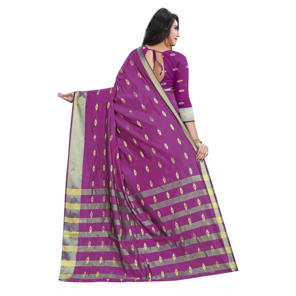 Women's Silk Blend Woven Saree With Unstitched Blouse 5.5Mtr (Pink) - Image 2