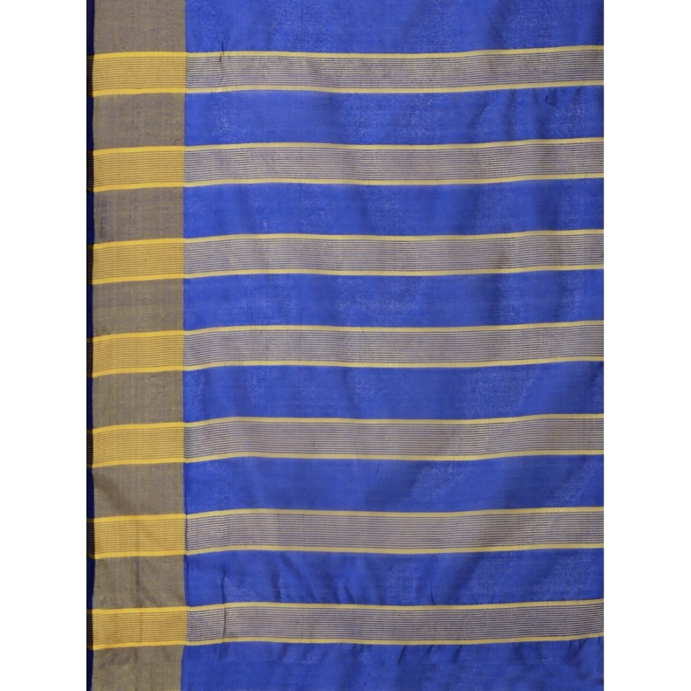 Women's Cotton Silk Striped Saree With Unstitched Blouse 5.5Mtr (Multicolor) - Image 4