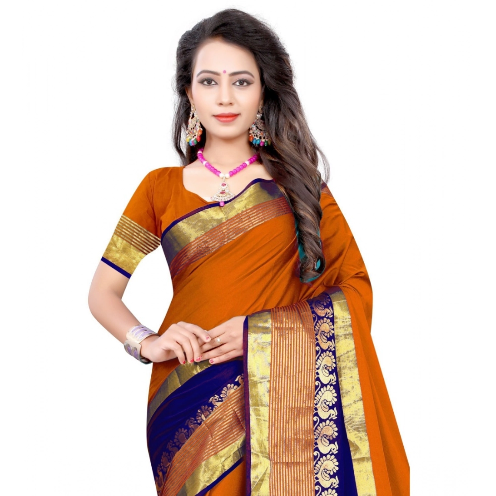 Women's Jacquard Woven Saree With Unstitched Blouse 5.5Mtr (Multicolor) - Image 4