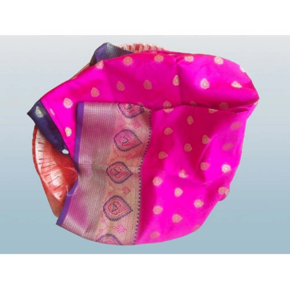 Women's Silk Blend Woven Saree With Unstitched Blouse 5.5Mtr (Pink) - Image 2