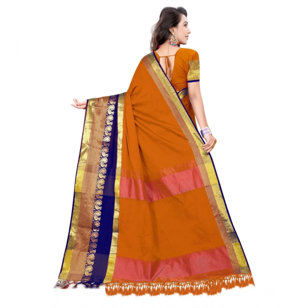 Women's Jacquard Woven Saree With Unstitched Blouse 5.5Mtr (Multicolor) - Image 2