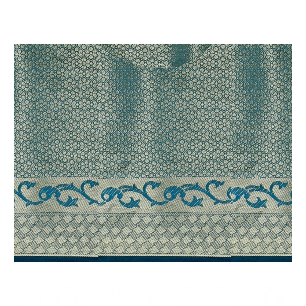 Women's Jacquard Woven Saree With Unstitched Blouse 5.5Mtr (Multicolor) - Image 3
