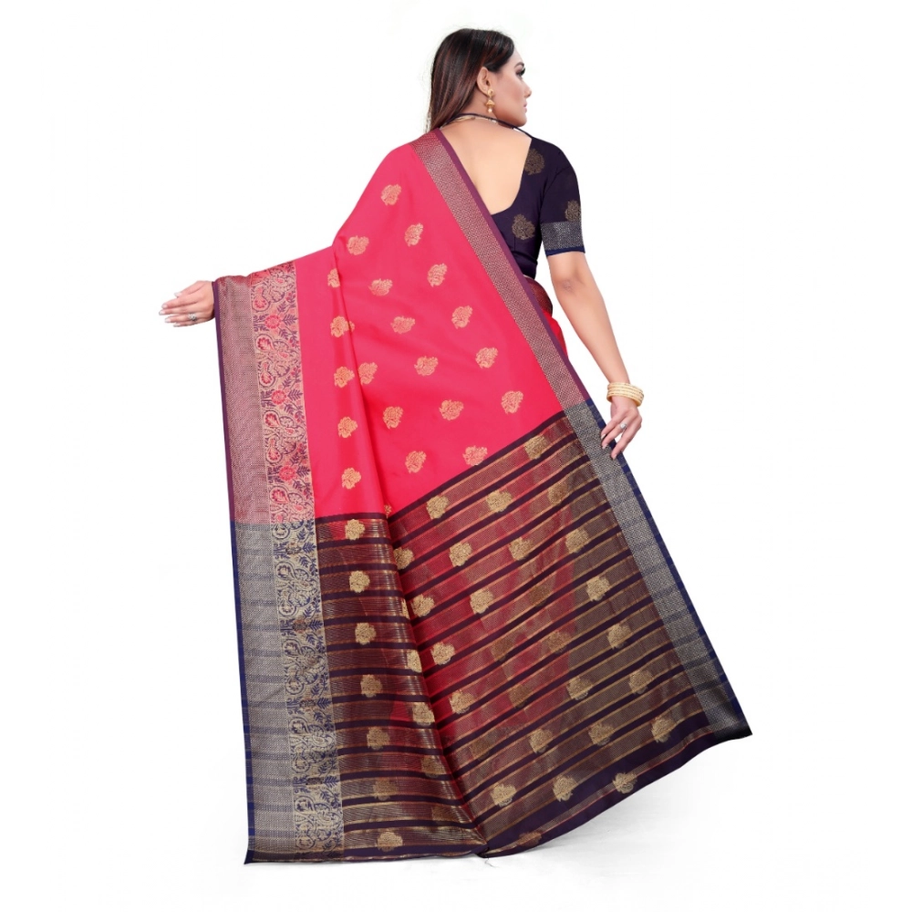 Women's Silk Blend Woven Saree With Unstitched Blouse 5.5Mtr (Multicolor) - Image 4