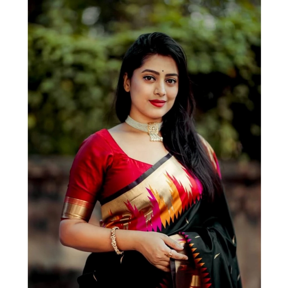 Women's Silk Printed Saree With Unstitched Blouse 5.5Mtr (Multicolor) - Image 2