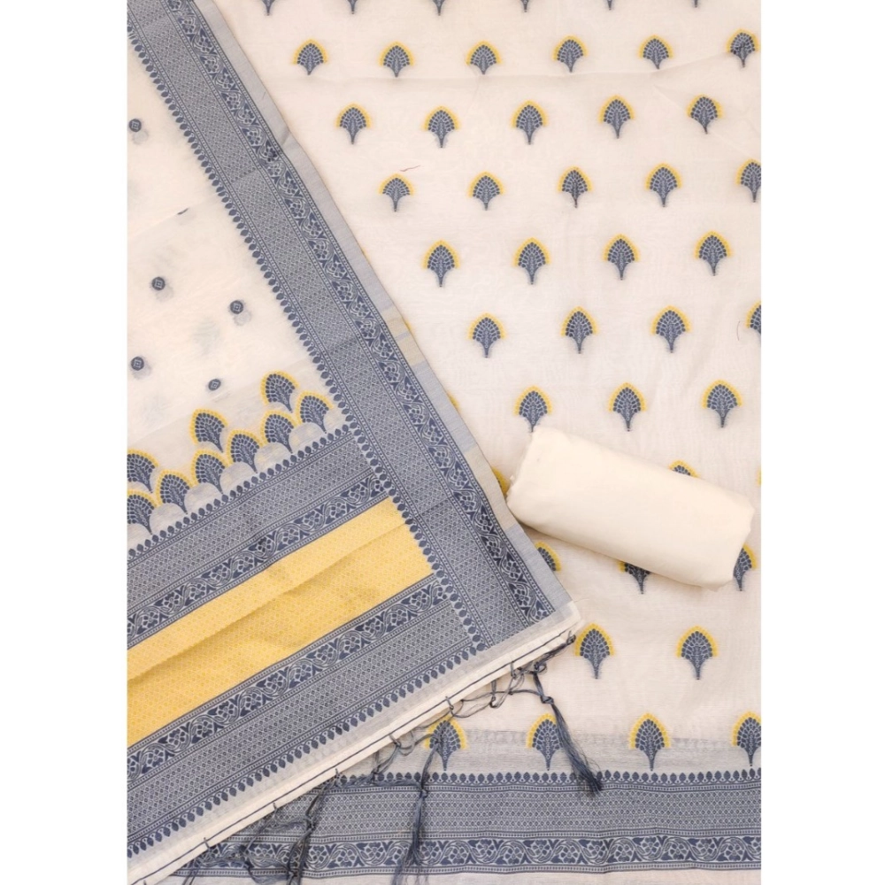 Women's Banarasi Silk Printed Unstitched Salwar Suit Material With Dupatta (Grey, 3Mtrs) - Image 3