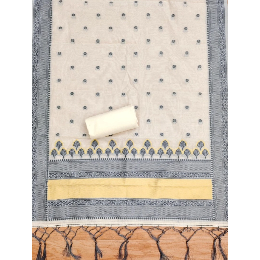 Women's Banarasi Silk Printed Unstitched Salwar Suit Material With Dupatta (Grey, 3Mtrs) - Image 4