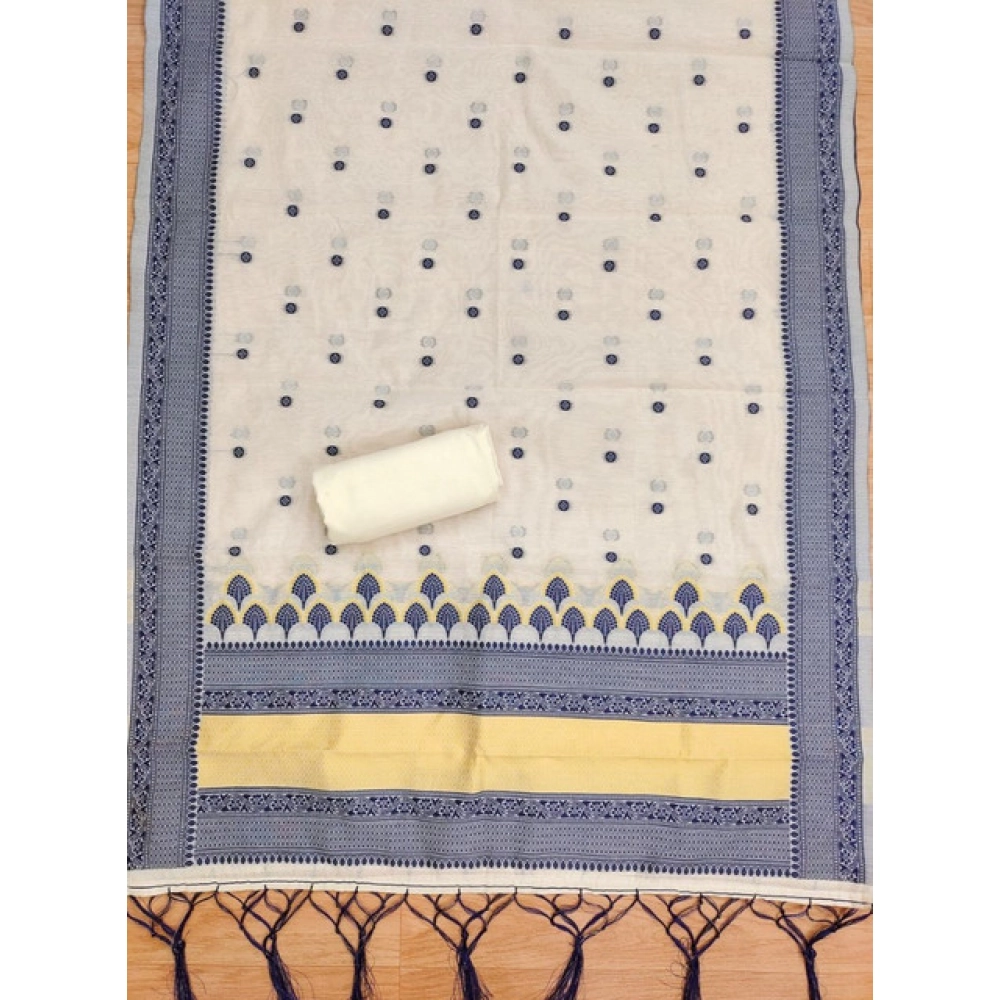 Women's Banarasi Silk Printed Unstitched Salwar Suit Material With Dupatta (Navy Blue, 3Mtrs) - Image 4