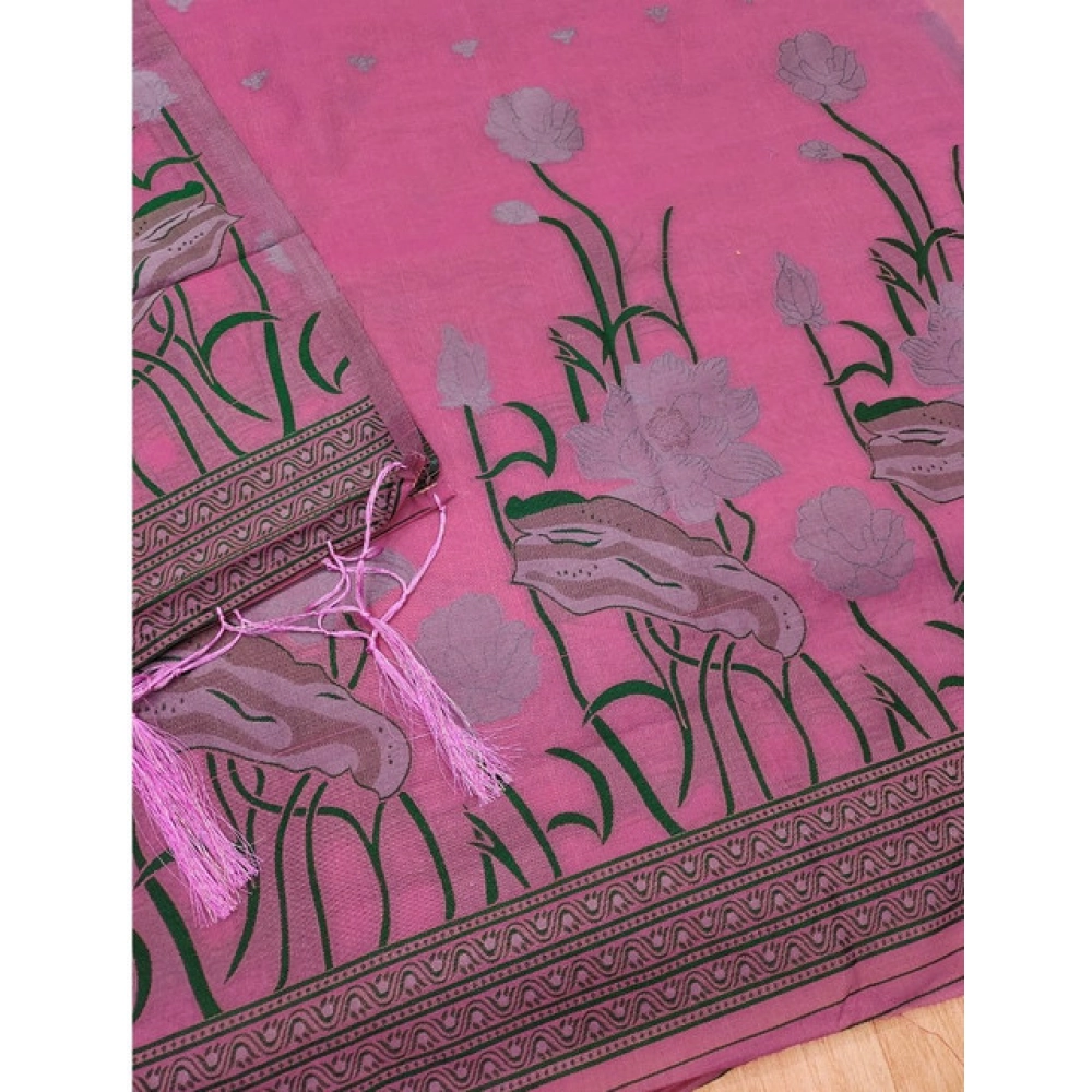 Women's Banarasi Silk Printed Unstitched Salwar Suit Material With Dupatta (Pink, 3Mtrs) - Image 4