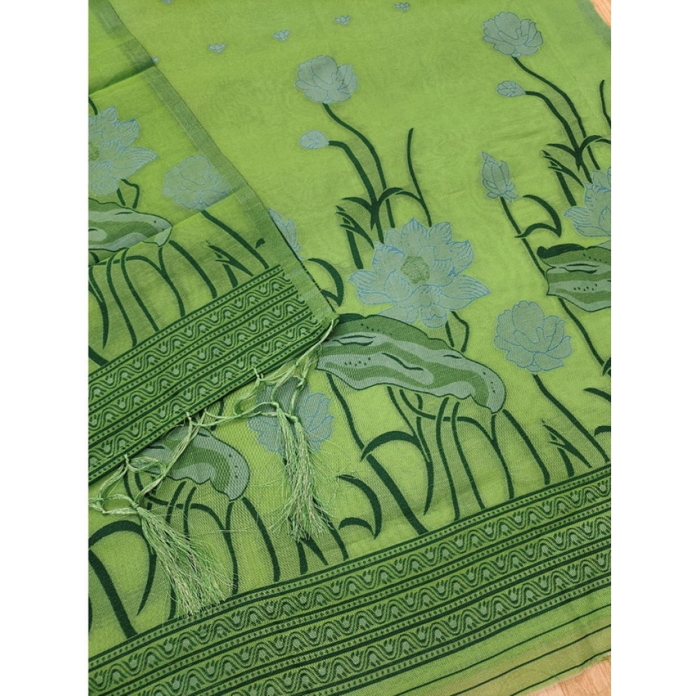 Women's Banarasi Silk Printed Unstitched Salwar Suit Material With Dupatta (Pista, 3Mtrs) - Image 4